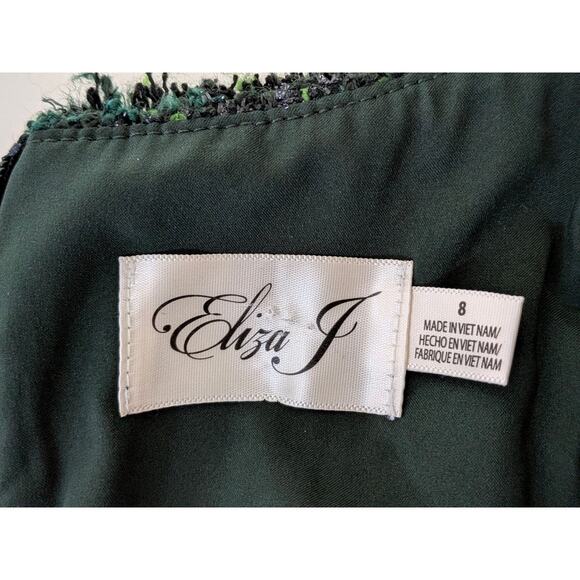 NWT Women’s Eliza J Metallic Tweed Dress Hunter Green Size 8 Elegant Cocktail - Picture 9 of 11